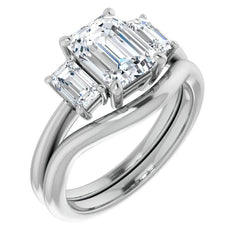 Emerald cut Moissanite Three-Stone Engagement Ring