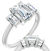 Emerald cut Moissanite Three-Stone Engagement Ring