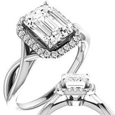 Emerald / Radiant Split-Shank Halo Engagement Ring