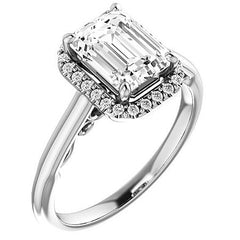 Emerald / Radiant cut Halo Two-Toned Engagement Ring