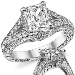 Antique Split Shank Radiant Moissanite Engagement Ring