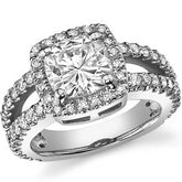 Cushion Halo Moissanite Engagement Ring