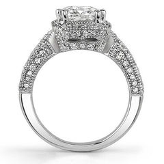 Radiant/Emerald Halo Split Shank Moissanite Engagement Ring