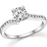 Round Brilliant Moissanite Bypass Engagement Ring, 0.12ct