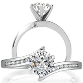 Round Brilliant Moissanite & Diamond Bypass Engagement Ring, 0.11ct