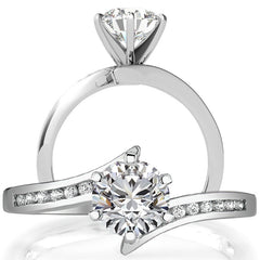 Round Brilliant Moissanite & Diamond Bypass Engagement Ring, 0.11ct