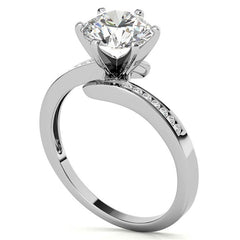 Round Brilliant Moissanite & Diamond Bypass Engagement Ring, 0.11ct