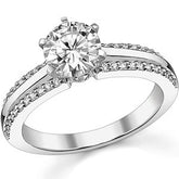 Round Brilliant Moissanite & Diamond Engagement Ring, 0.22ct