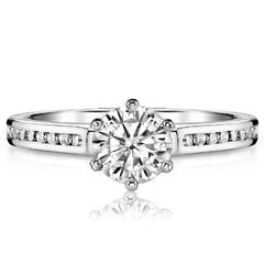 Round Brilliant Moissanite Channel Engagement Ring, 0.18ct