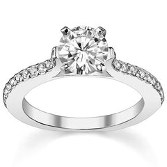 Round Brilliant Moissanite Cathedral Engagement Ring, 0.24ct