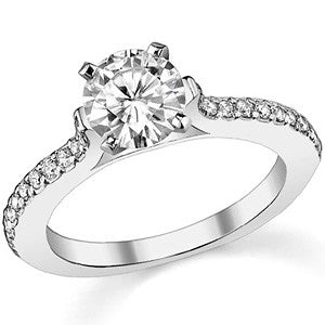 Round Brilliant Moissanite Cathedral Engagement Ring, 0.24ct