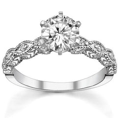 Round Brilliant Moissanite Antique Engagement Ring (0.08ct)