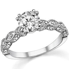 Round Brilliant Moissanite Antique Engagement Ring (0.08ct)
