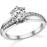 Round Brilliant Moissanite Engagement Ring, 0.10ct