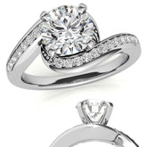 Round Brilliant Moissanite Bypass Engagement Ring, 0.24ct