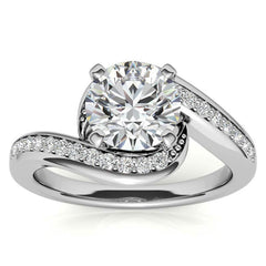 Round Brilliant Moissanite Bypass Engagement Ring, 0.24ct