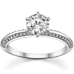 Moissanite & Diamond Knife Edge Engagement Ring (0.24ct)
