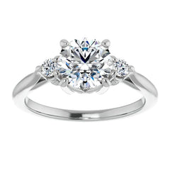 Round Three-Stone Cathedral Moissanite Engagement Ring