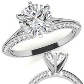 Moissanite & Diamond Split Shank Knife Edge Engagement Ring