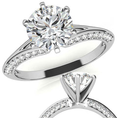 Moissanite & Diamond Split Shank Knife Edge Engagement Ring