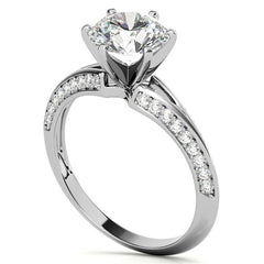 Moissanite & Diamond Split Shank Knife Edge Engagement Ring