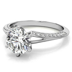 Moissanite & Diamond Split Shank Knife Edge Engagement Ring