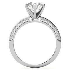 Moissanite & Diamond Split Shank Knife Edge Engagement Ring