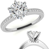 Moissanite & Diamond Milgrain Engagement Ring (0.09ct)