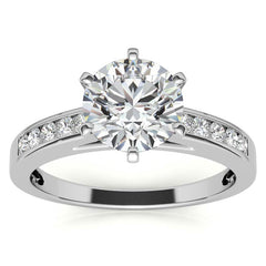 Round Brilliant Moissanite Channel Set Cathedral Engagement Ring