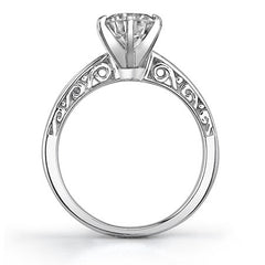 Round Brilliant Moissanite Channel Scroll Engagement Ring,0.28ct