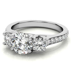 Petite Three-Stone Trellis Moissanite Engagement Ring