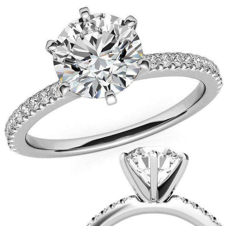 Round Brilliant Moissanite & Diamond Engagement Ring