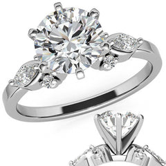 Round and Marquise Moissanite Woven Style Engagement Ring Setting