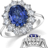 Oval Sapphire and Moissanite Princess Diana Replica Ring