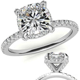 Cushion Petite Pave Style Moissanite Engagement Ring