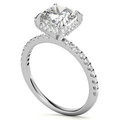 Cushion Petite Pave Style Moissanite Engagement Ring