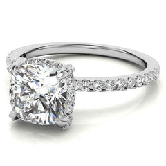 Cushion Petite Pave Style Moissanite Engagement Ring