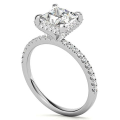 Princess Petite Pave Style Moissanite Engagement Ring