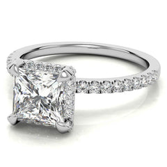 Princess Petite Pave Style Moissanite Engagement Ring