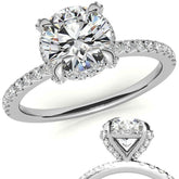Round Brilliant Petite Pave Style Moissanite Engagement Ring