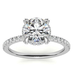 Round Brilliant Petite Pave Style Moissanite Engagement Ring
