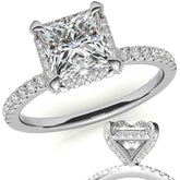 Princess Petite Pave Style Moissanite Engagement Ring