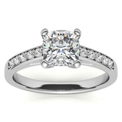 Cushion Cathedral Moissanite Engagement Ring