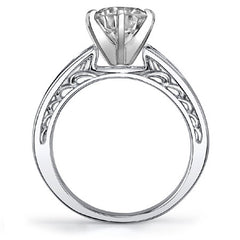 Round Brilliant Moissanite & Diamond Engagement Ring (0.10ct)
