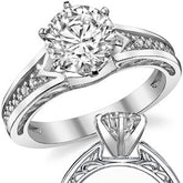 Round Brilliant Moissanite & Diamond Engagement Ring (0.10ct)