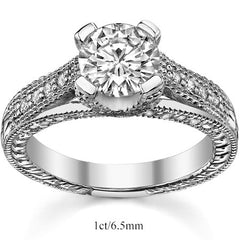 Round Antique Trellis Moissanite Engagement Ring