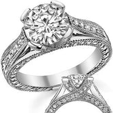 Round Antique Trellis Moissanite Engagement Ring