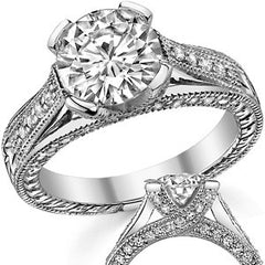 Round Antique Trellis Moissanite Engagement Ring