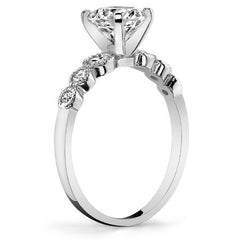 Round Brilliant Moissanite Milgrain Bezel Engagement Ring, 0.22ct