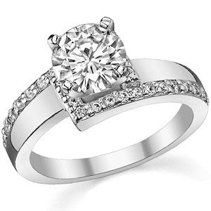 Round Brilliant Moissanite & Diamond Bypass Engagement Ring, 0.23ct